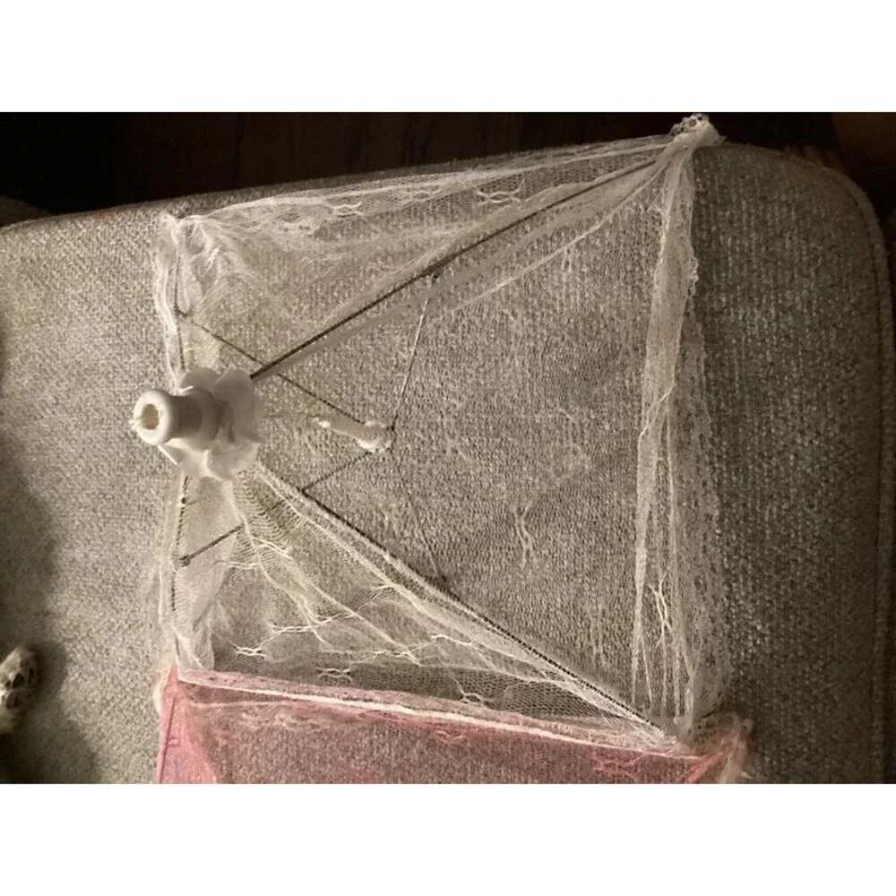 Vintage Pink Mesh Food Cover 14 Inch Pop Up Lace Trim Picnic Fly Cover